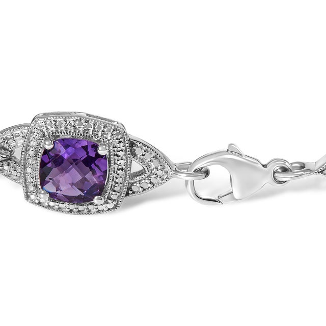 Draped in the splendor of rhodium-plated .925 sterling silver, this exquisite bracelet mesmerizes with its vintage halo...