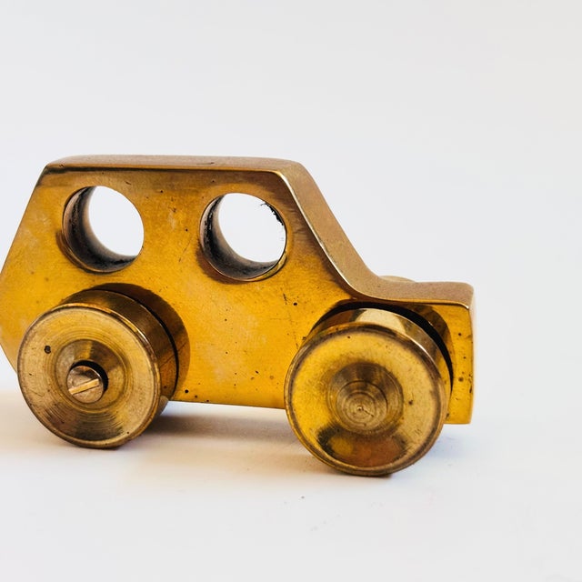 Mid 20th Century Small Vintage Brass Car For Sale - Image 5 of 7