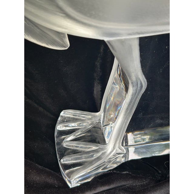 Pristine Lalique Louisiane Peacock/Crane 1970's Retired Crystal Sculpture For Sale - Image 9 of 12