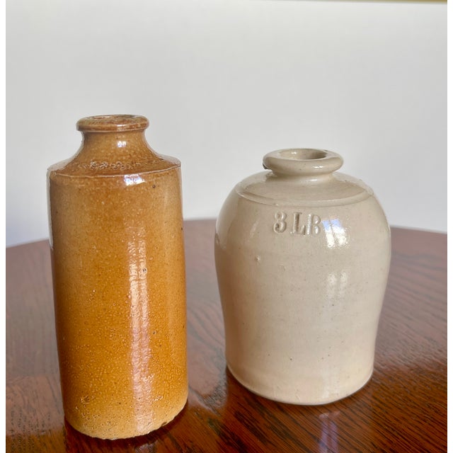 Pair of Victorian Cream-Glazed Stoneware Jars With Capacity Marks For Sale - Image 9 of 12