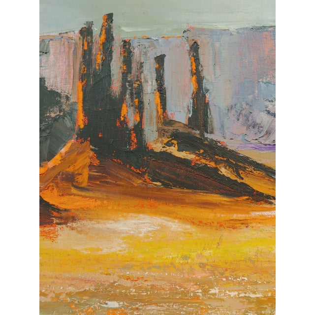 1970s Signed Southwestern Landscape Oil Painting, Framed For Sale - Image 4 of 5