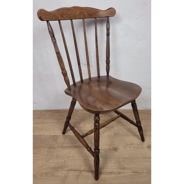 Mid-Century Modern Vintage English Elm Spindle Back Kitchen Chair, 1970 For Sale - Image 3 of 15