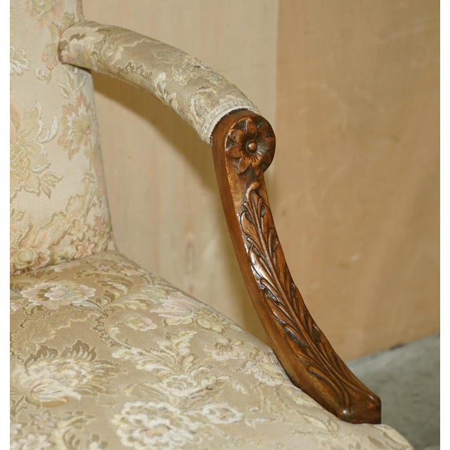 Textile Irish George III Carved Gainsborough Armchair, 1880s For Sale - Image 7 of 18