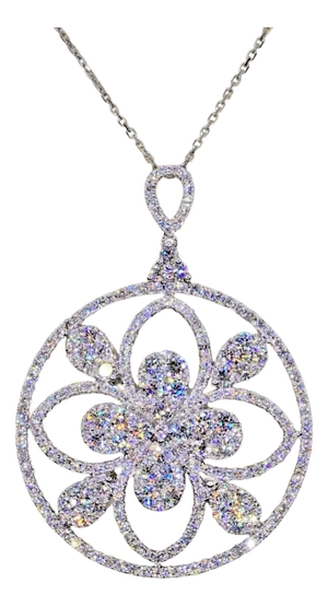 18k (750) White Gold Natural Brilliant Cut VVS Diamond Pendant With Chain