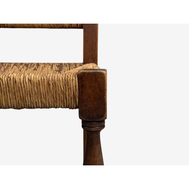 Charles Dudouyt, Six Rustic Dining Chairs, Oak, Rush, France, 1940s For Sale - Image 15 of 16