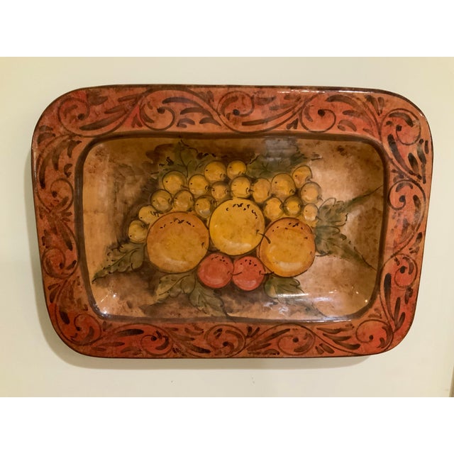 Cedit Ceramiche Large Vintage Italian Ceramic Tray / Wall Platter, Hand-Painted in Fall Tones - Tuscan Decor - See Pics! For Sale - Image 4 of 7