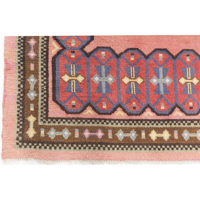 1950's Swedish Pile Rug Doris Leslie Blau Size: 7'0" × 10'4" (213 × 314 cm) Age: Vintage Color: Blue, Brown, Pink, Red,...