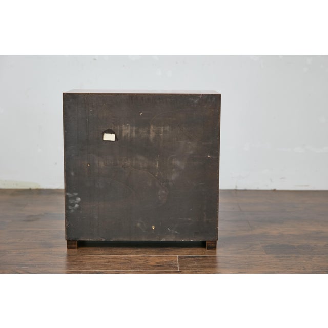 1940s Italian Walnut Commode with Elaborate Grain Patterns and Brass Hardware For Sale - Image 9 of 12