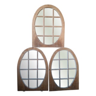 Antique Chestnut Bulls-Eye Windows, 1890s, Set of 3 For Sale