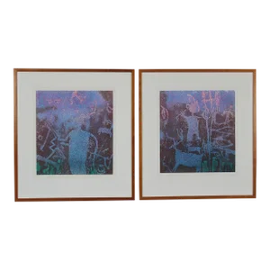 Michael Gallagher Rainbow Rocks I & III Framed Abstract Monoprints