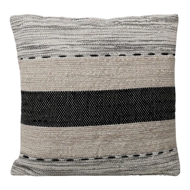 Hannah Modern Woven Stripe Pillow For Sale