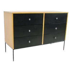 Mid 20th Century Paul McCobb for Planner Group Blonde with Black Drawers Wrought Iron Base Dresser