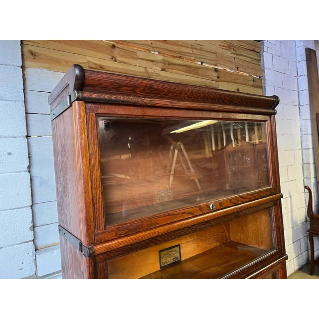 Early 20th Century Globe -Wernicke Antique Tiger Oak Five Stacking Bookcase/ Lawyer Bookcase For Sale - Image 18 of 18