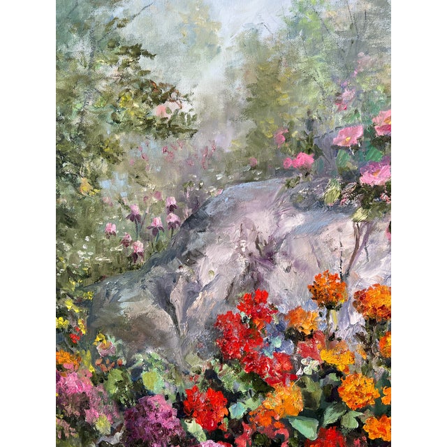 Bring a touch of enchantment to your home with the Dorothy Fanizzi Oil on Canvas Painting 'Floral Rock'. This stunning...