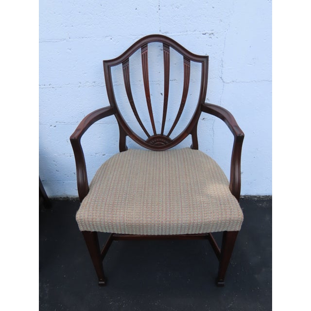 Mahogany Set of Dining Table Six Shield Back Chairs and 2 Leaves 6563 For Sale - Image 17 of 17