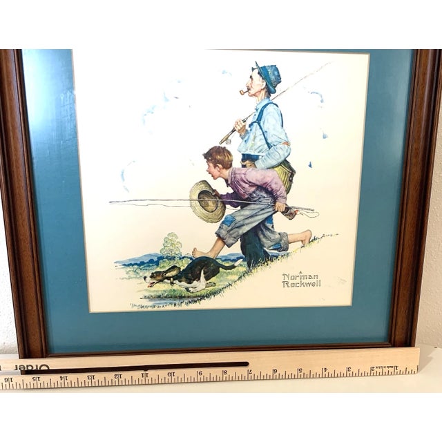 Norman Rockwell Norman Rockwell “Going Fishing” – Framed Art Print 1970-1979 Reproduction For Sale - Image 4 of 6