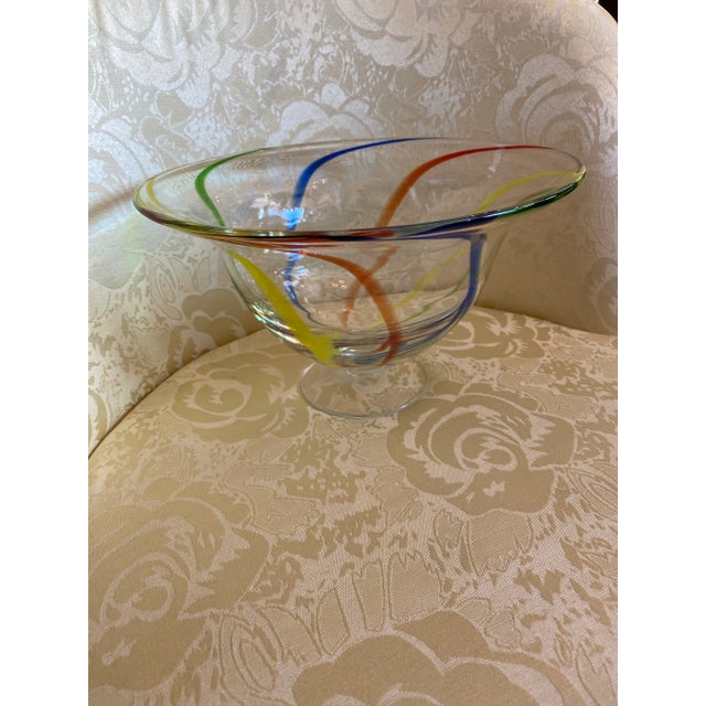 1980s Decorative Art Glass Bowl For Sale - Image 4 of 4