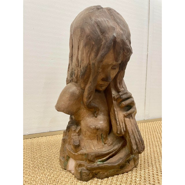 Sculpture Materials Large Italian Midcentury Clay Female Bust Sculpture For Sale - Image 7 of 8