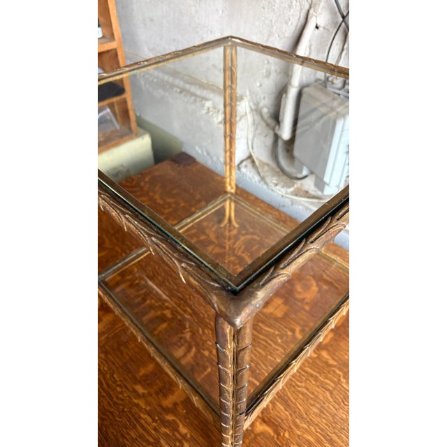 70’s Gilt Painted Hollywood Regency Two Tier Side Table For Sale - Image 10 of 11