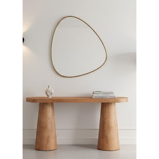 Cone Legs Oval Modern Console Table in Honey Oak For Sale - Image 4 of 4