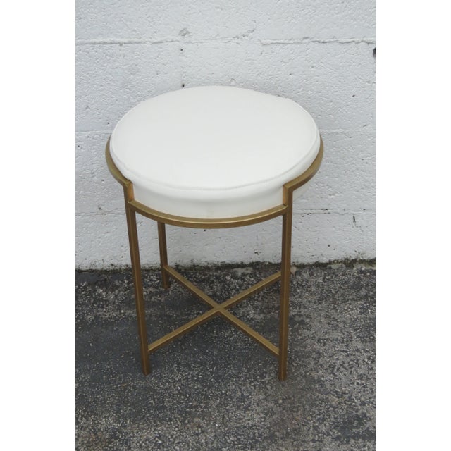 Modern Vintage Metal Round Vanity Stool For Sale - Image 4 of 10