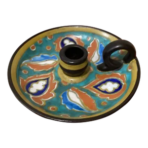 Antique Art Nouveau Studio Gouda Pottery Candleholder Holland Circa 1920s