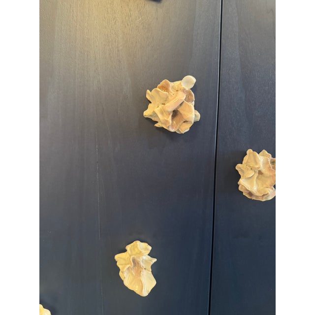 Blossom, Blue Storage Cabinet With Handmade Ceramic Inserts, Double Doors, Limited Edition For Sale In New York - Image 6 of 8