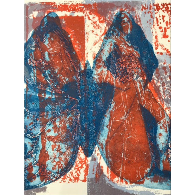 Original vintage modernist figurative serigraph signed lower right M. Gliessman dated 1967. A unique image of a...