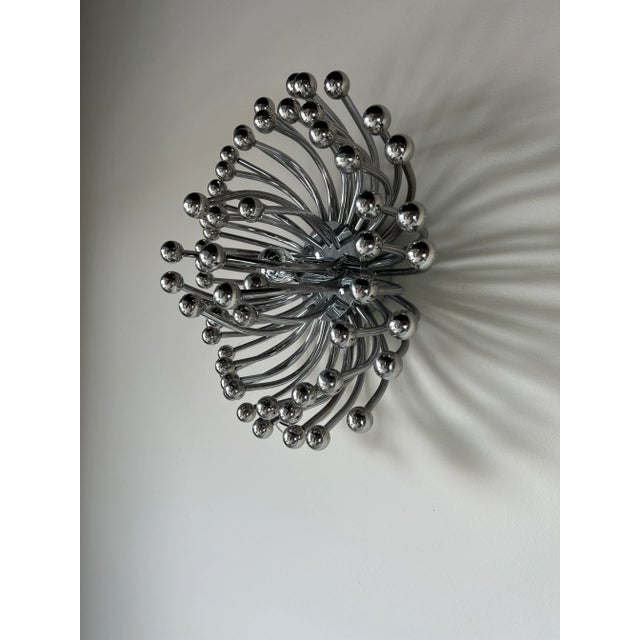 Metal Vintage Italian Design " Pistillo " - Style Chrome Sconce Lamp For Sale - Image 7 of 13
