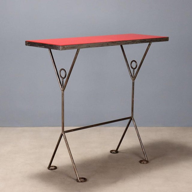 Console Table with Red Lacquered Wood Top, 1990s For Sale - Image 9 of 9