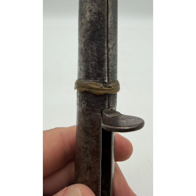 A Antique Pennsylvania Folk Art Iron and Brass Hog Scraper Candle Stick, Circa 1830's For Sale - Image 10 of 16