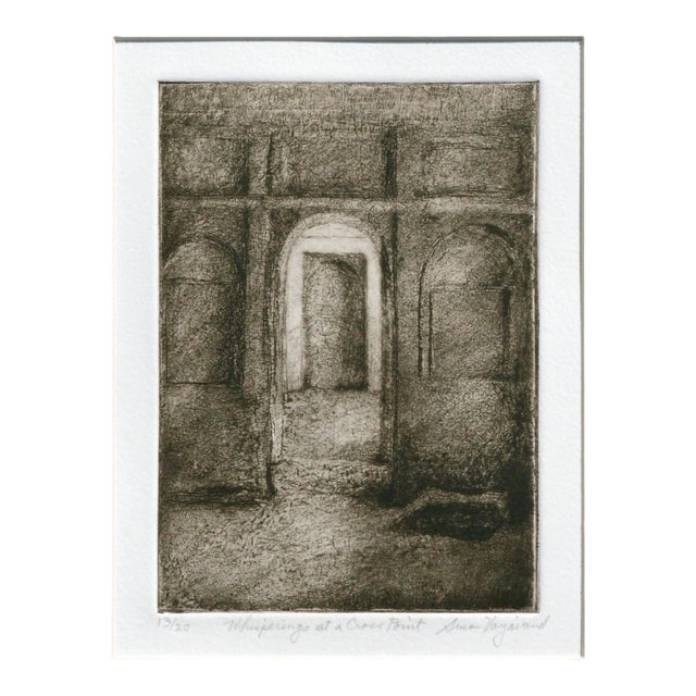 Susan Varjavand "Whisperings at a Cross Point" Drypoint Etching circa 1990 For Sale