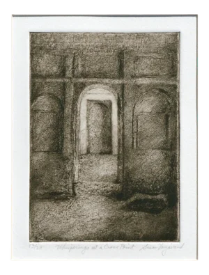 Susan Varjavand "Whisperings at a Cross Point" Drypoint Etching circa 1990