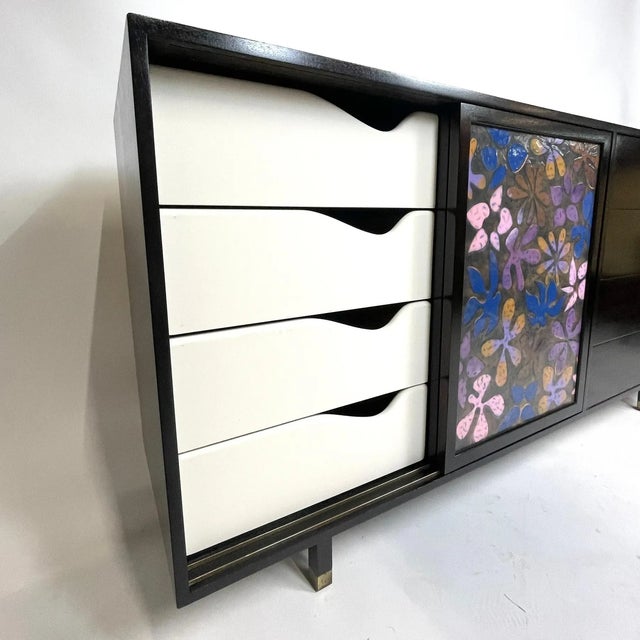 Midcentury Harvey Probber Credenza Dresser With Arpad Rasti Enameled Doors Rare For Sale - Image 11 of 11