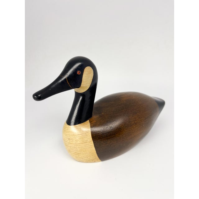 Brown Vintage Hand Carved 7.5" Wood Canada Goose Decoy by Jim Harkness For Sale - Image 8 of 14