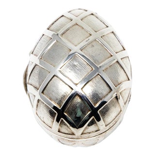 Sterling Silver Decorative Egg Box For Sale