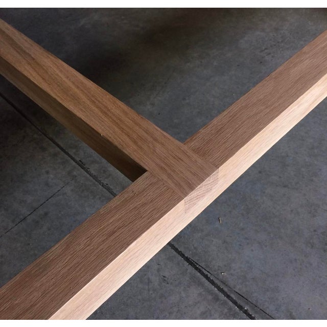 Custom Oak & Europly Architectural Dining Table For Sale - Image 4 of 6