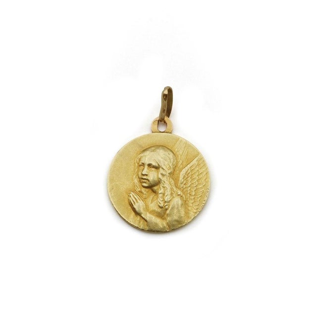 Angel Religious Pendant in Gold For Sale - Image 6 of 6