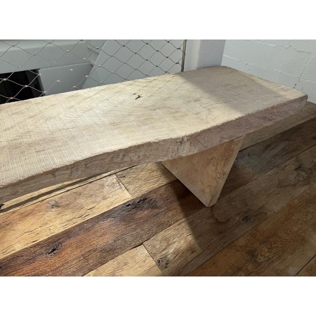 Andrianna Shamaris Impressive Live Edge Teak Wood Long Bench For Sale - Image 12 of 18