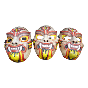 Set of 3 Tim Yip Original Sculpture Mask Trio Oscar Winner Broadway Art Set Asian Demon Wall Decor