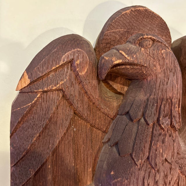 Folk Art Vintage Carved Wooden Eagle Plaque For Sale - Image 3 of 8