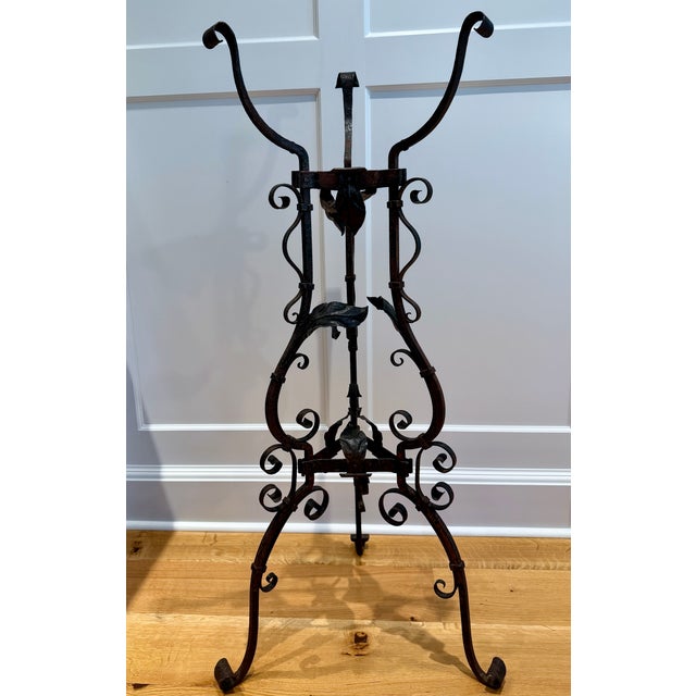 Continental Wrought Iron Tripod Plant Stand With Scrollwork and Foliage Circa 1880 For Sale - Image 12 of 17