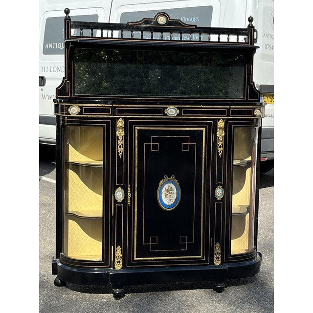 Traditional Victorian French Empire Credenza with Porcelain Plaques For Sale - Image 3 of 18