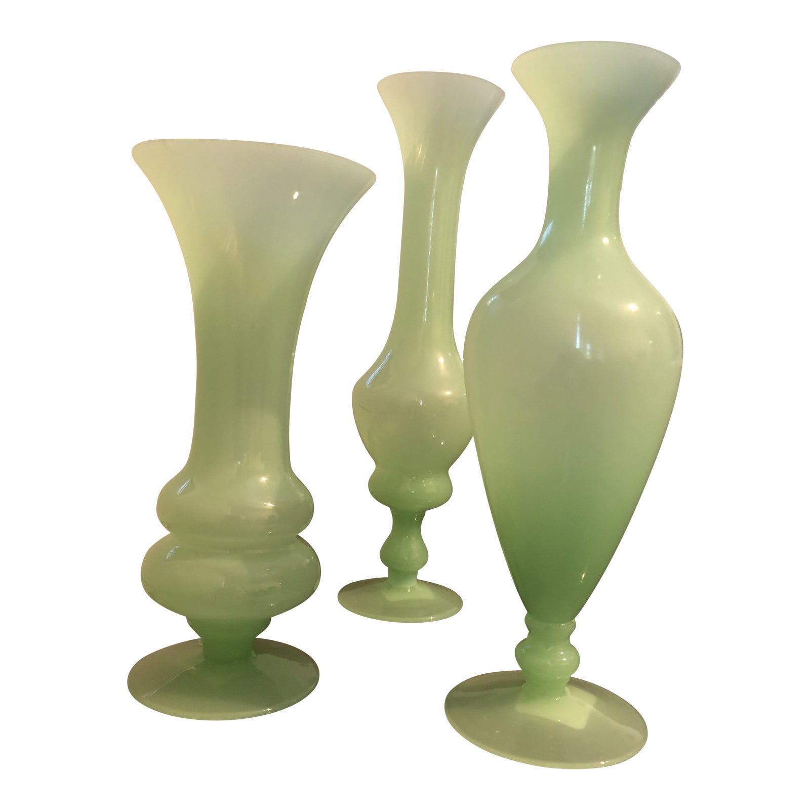 Contemporary Jade Green Vases Set of 3 Chairish