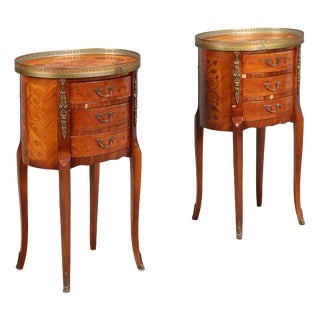 Napoleon III Oval Nightstands, Set of 2 For Sale