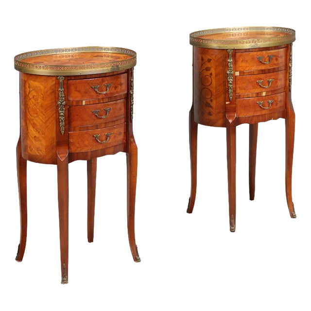 Napoleon III Oval Nightstands, Set of 2 For Sale