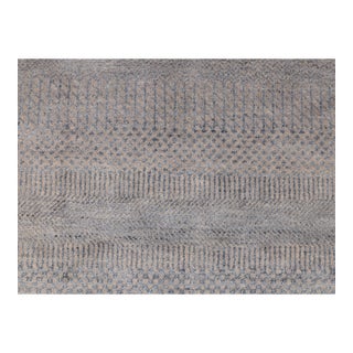 4' x 16' Savannah Hand Knotted Modern Grey Wool & Silk Rug For Sale