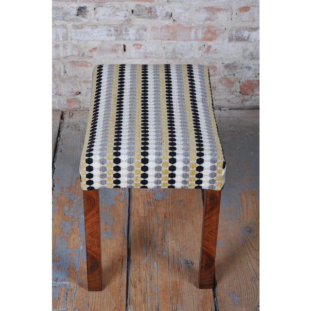 Black Czech Art Deco Upholstered Walnut Ottoman, 1920s For Sale - Image 8 of 12