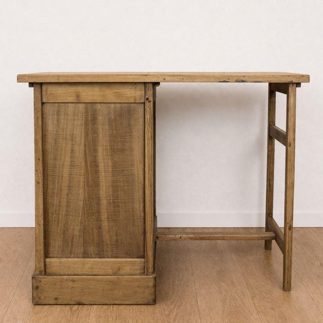 Wood Vintage Oak Desk with Shutter, Spain, 1940s For Sale - Image 7 of 9
