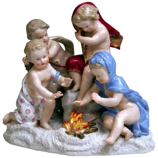 Model 2495 Cherubs Figurines by Johan J. Kaouller for Meissen For Sale